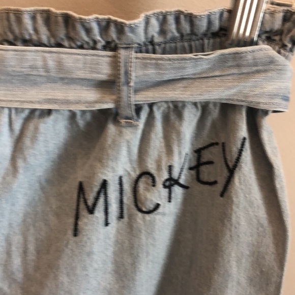 Disney/Junk Food Jeans Chambray Paper Bag Waist Mickey Cropped Embroidered 1X - Picture 7 of 14
